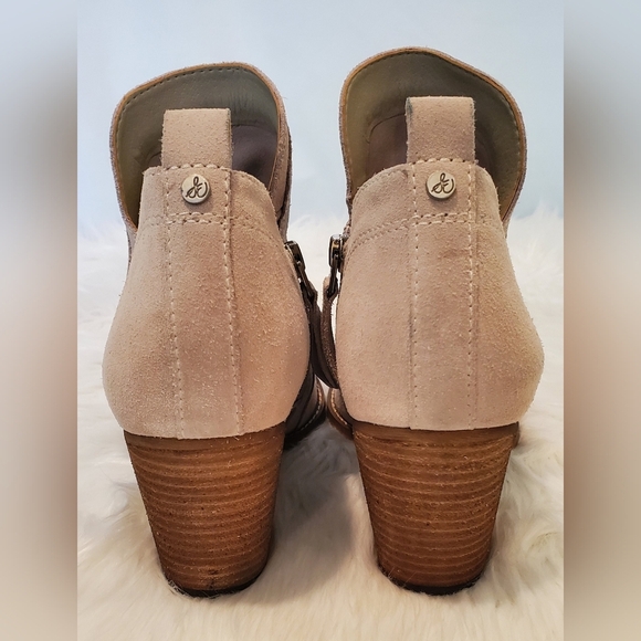 Sam Edelman Mathia Women's Tan Suede Ankle Boots With Stacked Heel Size 10 New - Picture 4 of 7